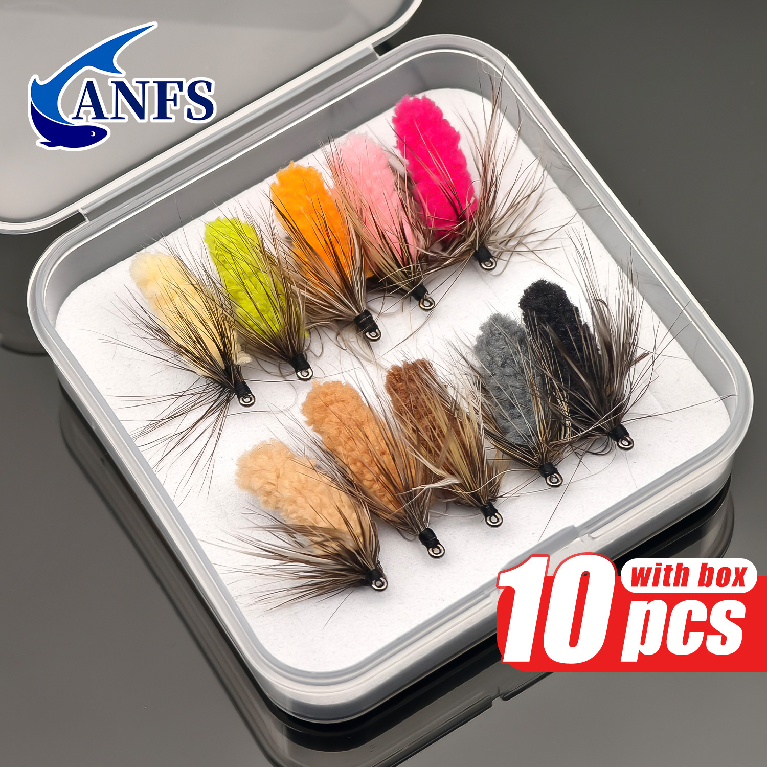 Fishing Hook Assortment - ANFS 10 adet Mop Fly Karışık