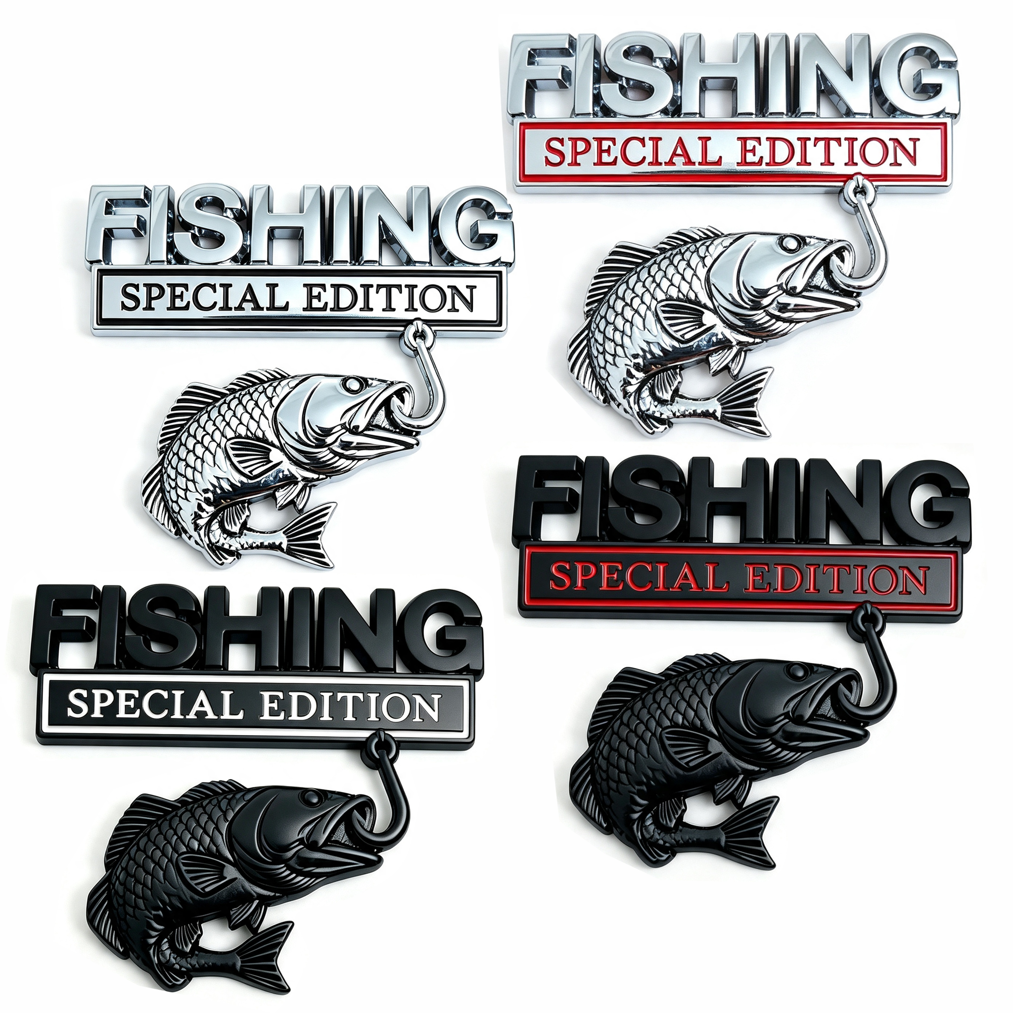 Fishing Hook - 3D Metal Araba Amblemi Etiket Balıkçılık