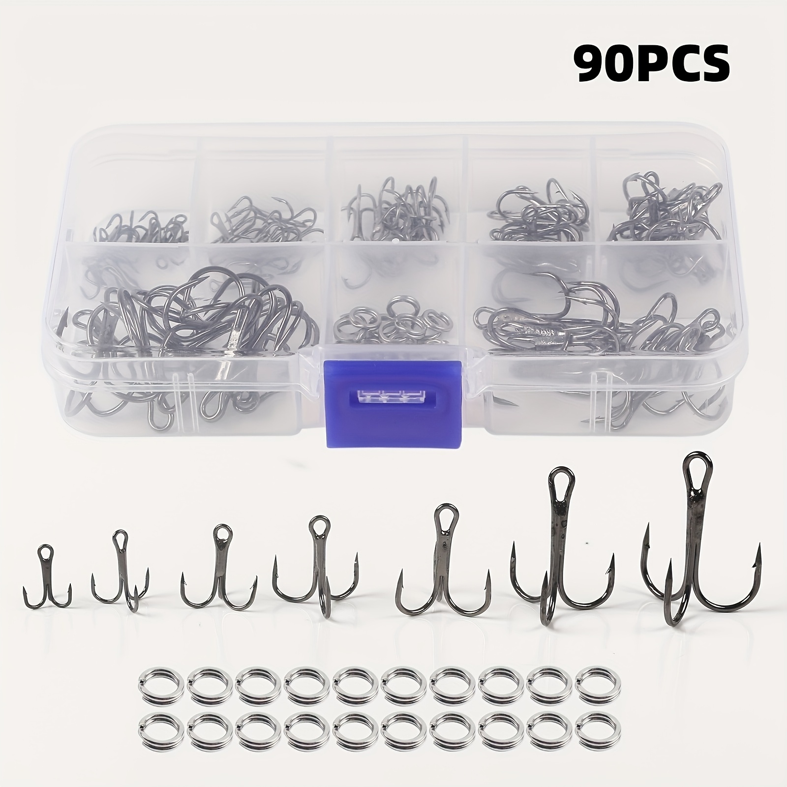 Fishing Hook Circle - 90 adet/takım Bölünmüş halkalı üçlü kanca