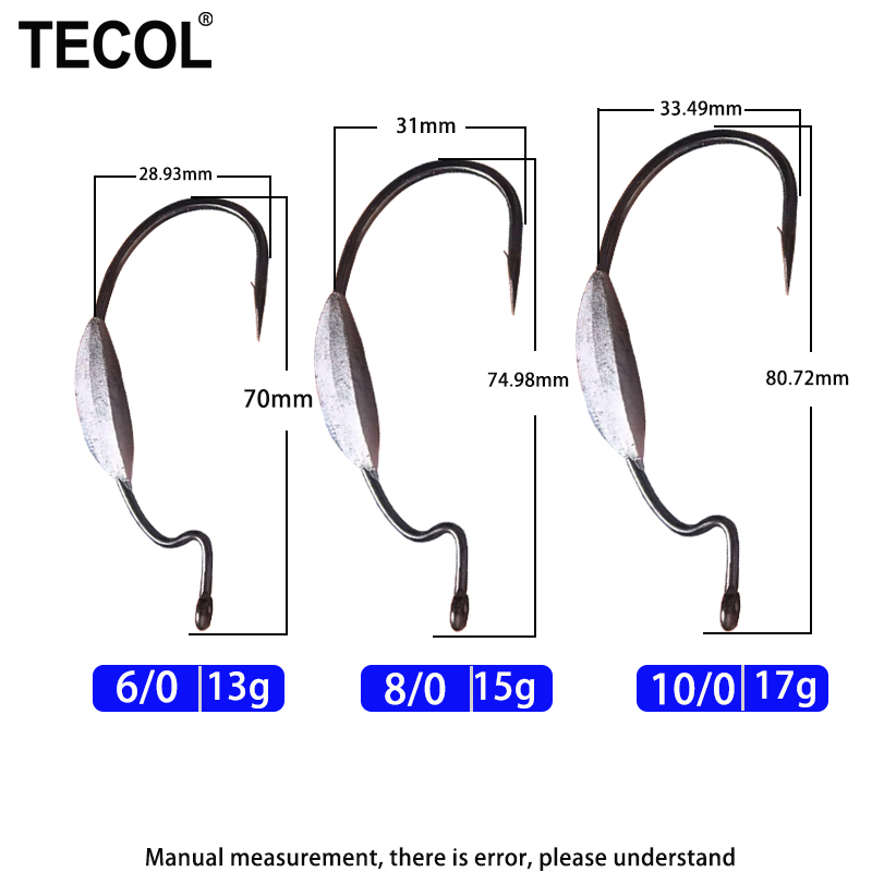 TECOL 3 ADET 6/0 8/0 10/0 Ağır - Fishing Hook Weedless incelemesi ve fiyatı