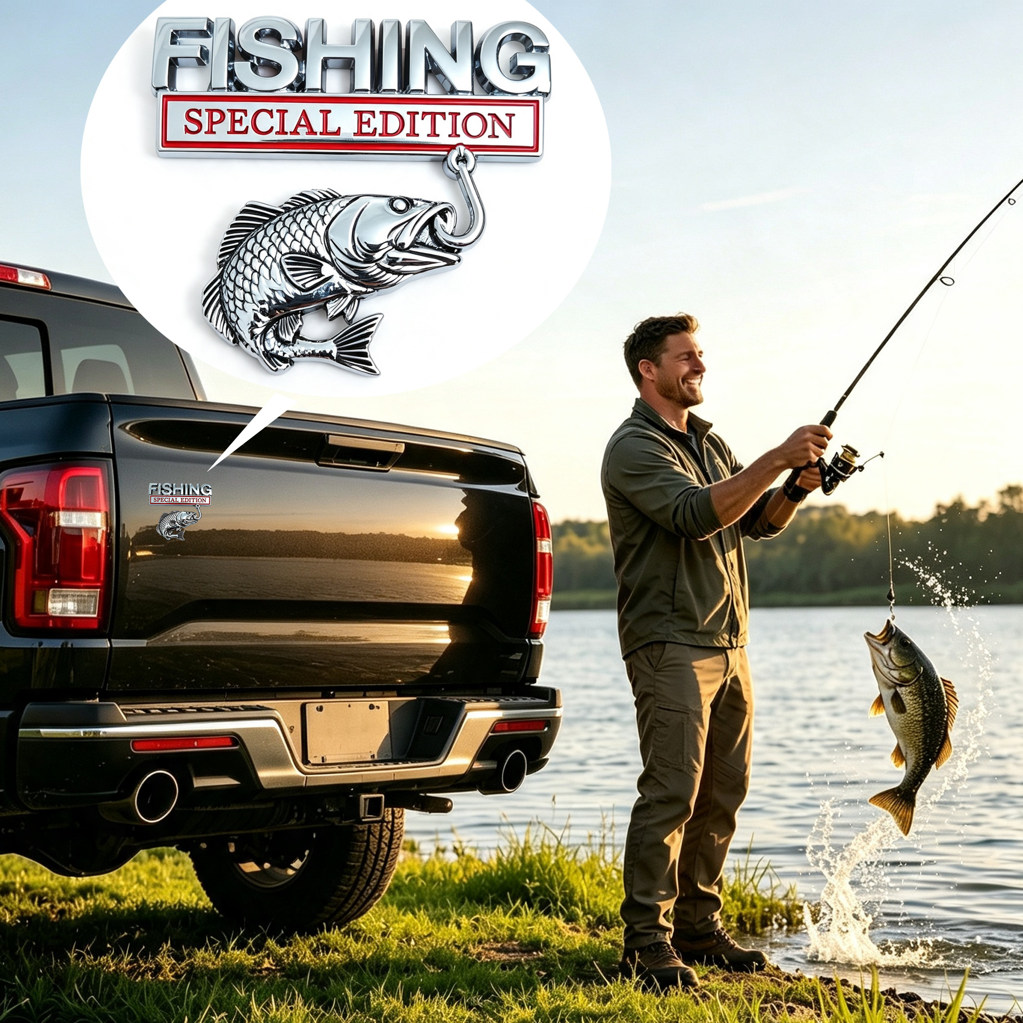 3D Metal Araba Amblemi Etiket  - Fishing Hook incelemesi ve fiyatı